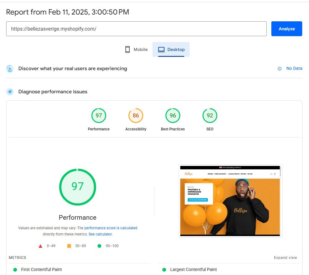 Website Speed Score optimisation Google pagespeed