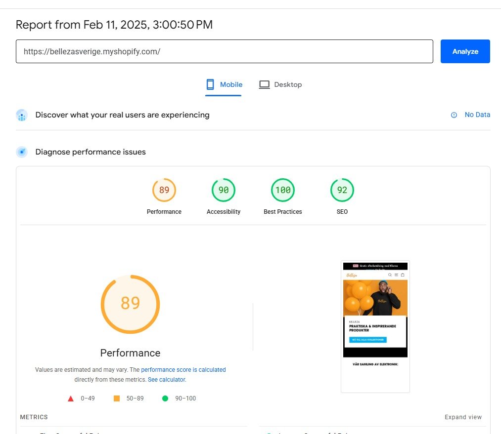 Website Speed Score optimisation Google pagespeed