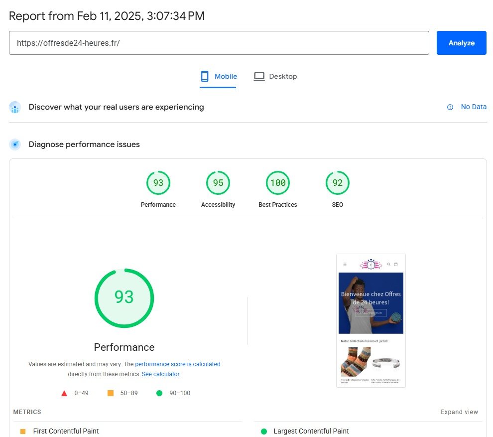 Website Speed Score optimisation Google pagespeed